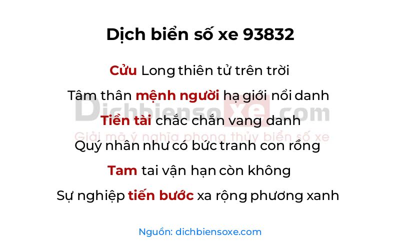Dịch thơ biển số 93832
