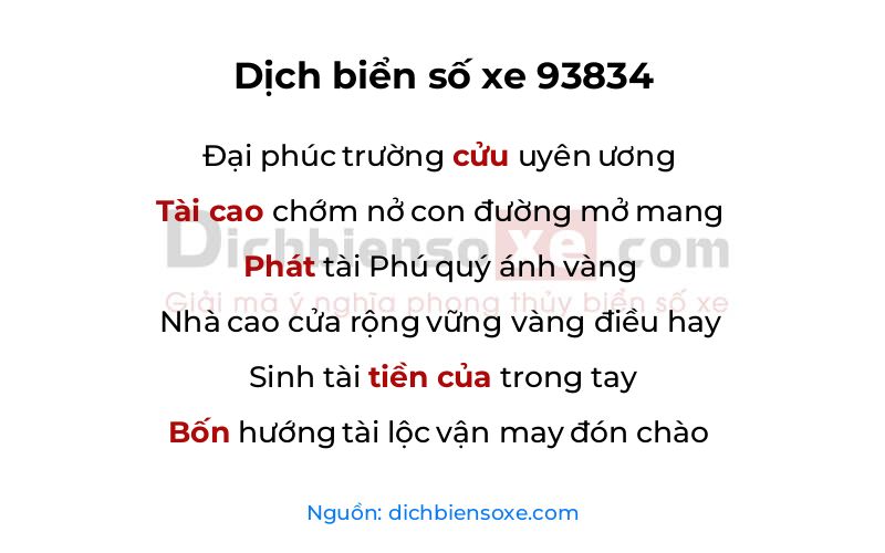 Dịch thơ biển số 93834