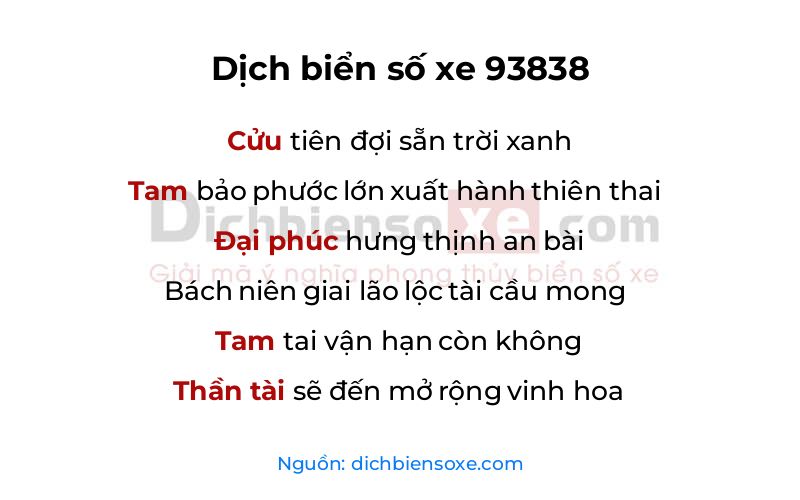 Dịch thơ biển số 93838