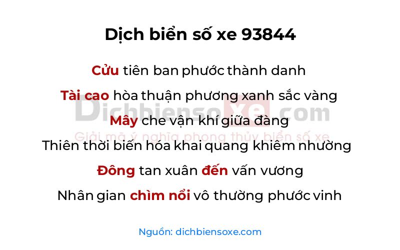 Dịch thơ biển số 93844