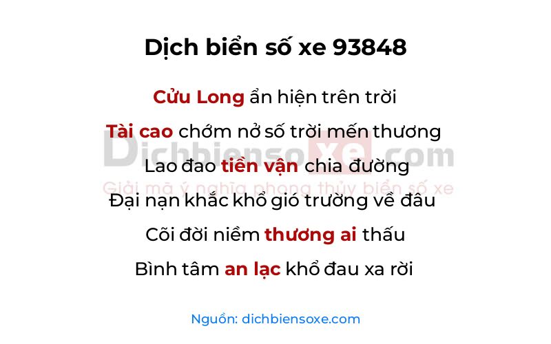 Dịch thơ biển số 93848
