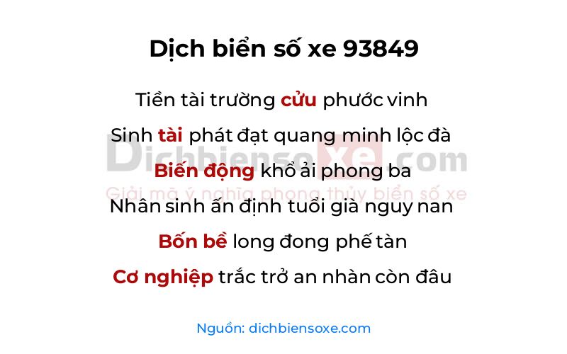 Dịch thơ biển số 93849