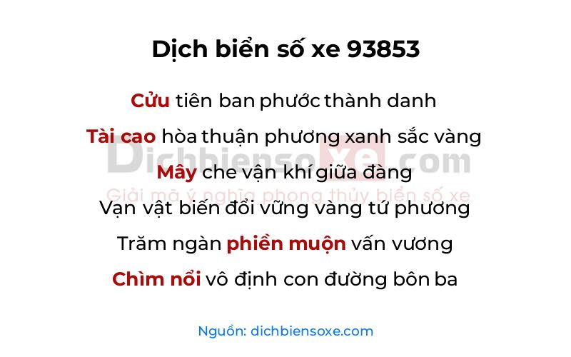 Dịch thơ biển số 93853
