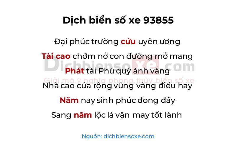Dịch thơ biển số 93855