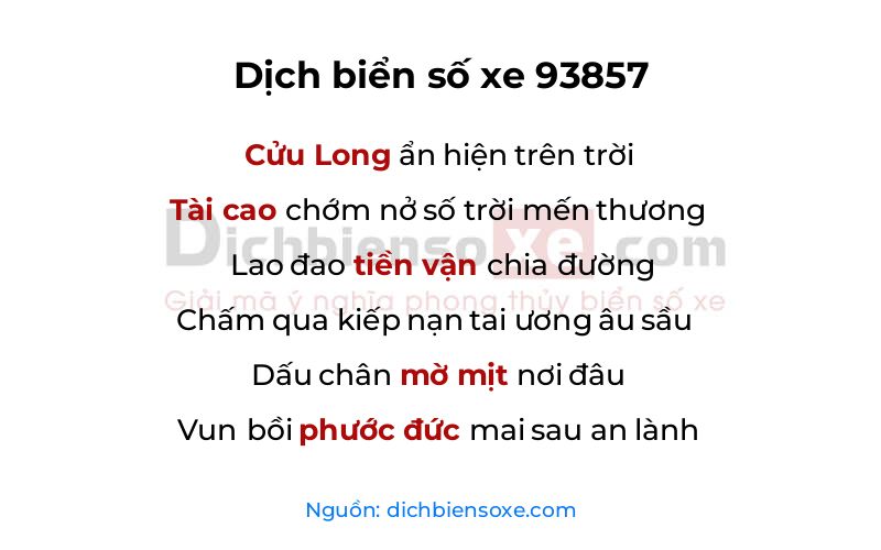 Dịch thơ biển số 93857