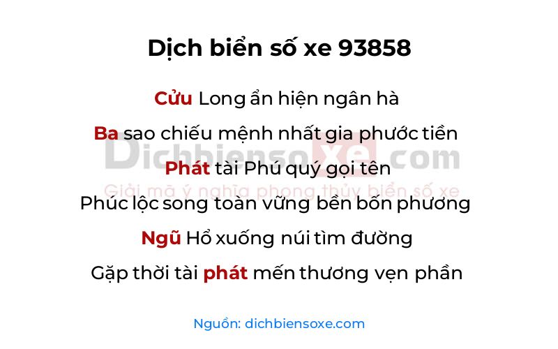 Dịch thơ biển số 93858