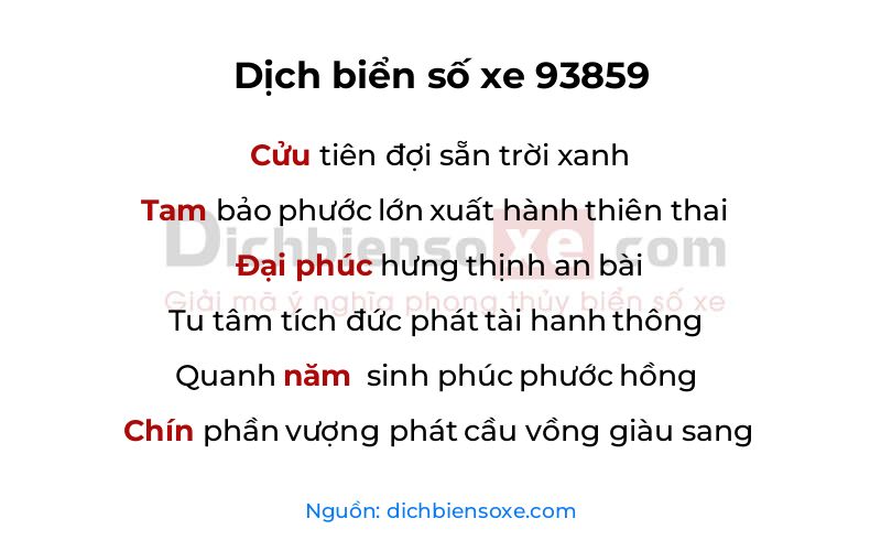 Dịch thơ biển số 93859