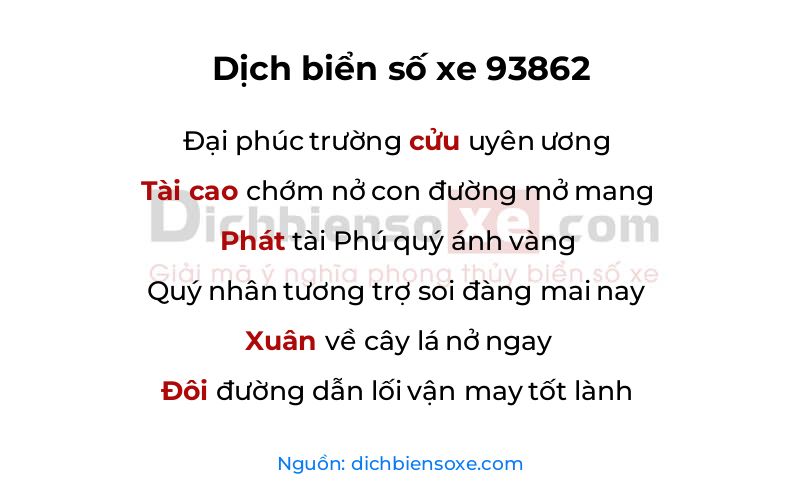 Dịch thơ biển số 93862