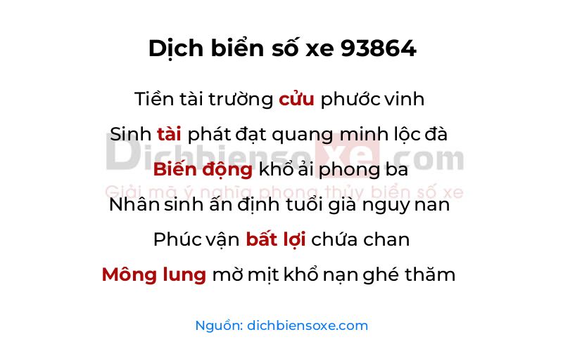 Dịch thơ biển số 93864