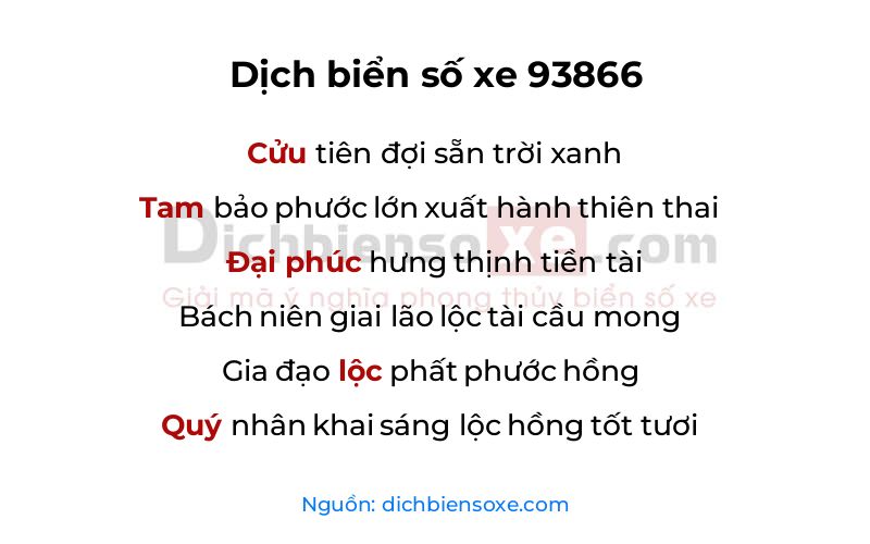 Dịch thơ biển số 93866