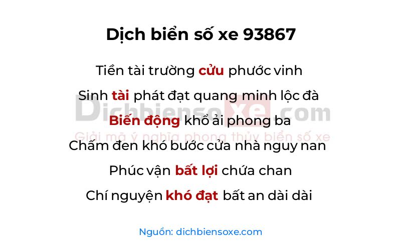 Dịch thơ biển số 93867