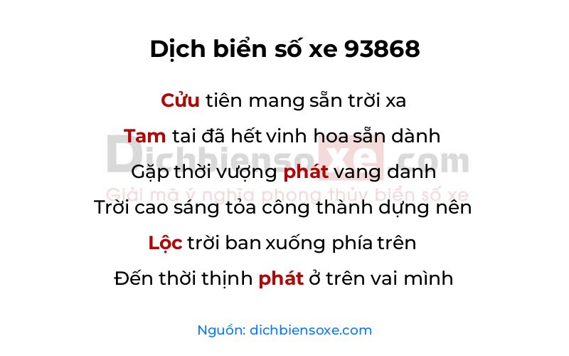 Dịch thơ biển số 93868