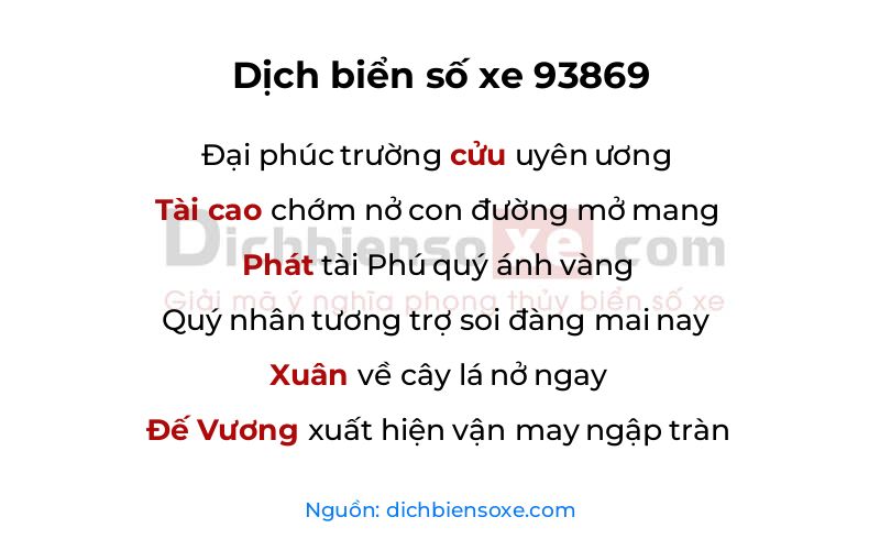 Dịch thơ biển số 93869