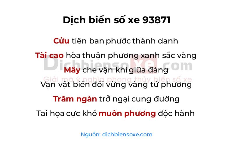 Dịch thơ biển số 93871