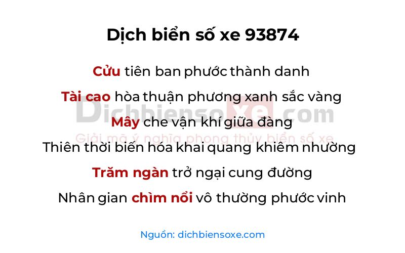 Dịch thơ biển số 93874