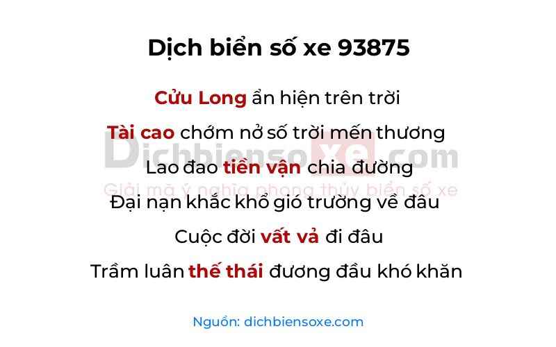 Dịch thơ biển số 93875