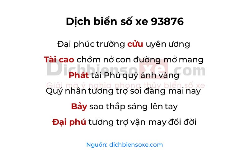 Dịch thơ biển số 93876