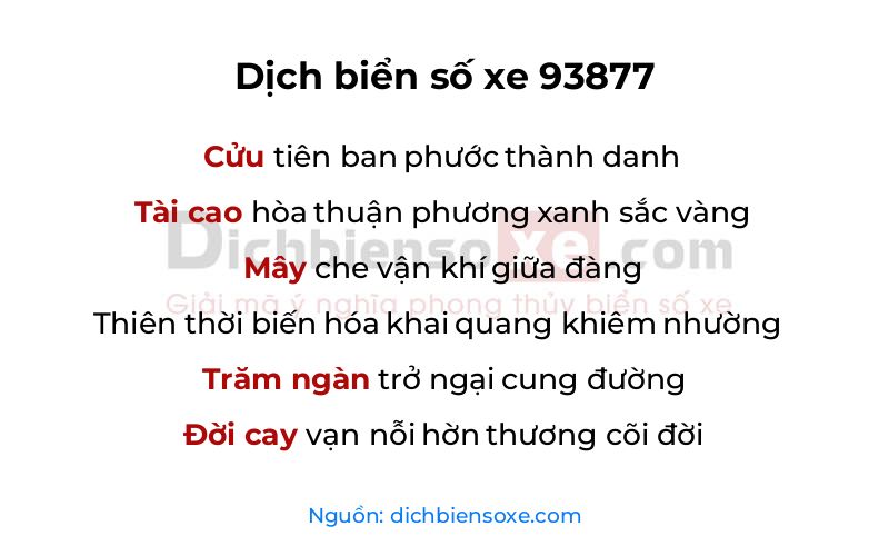 Dịch thơ biển số 93877