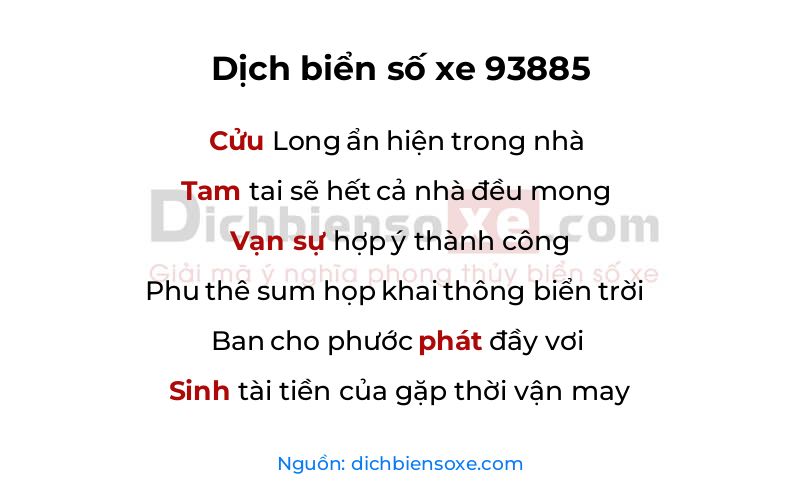 Dịch thơ biển số 93885