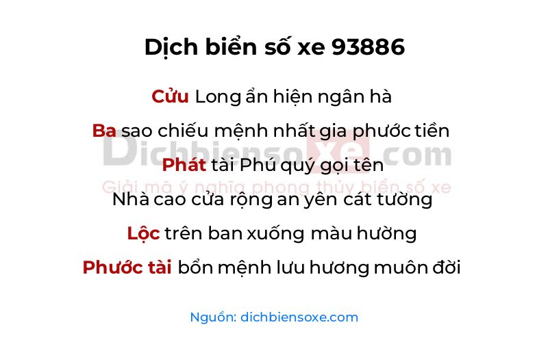 Dịch thơ biển số 93886