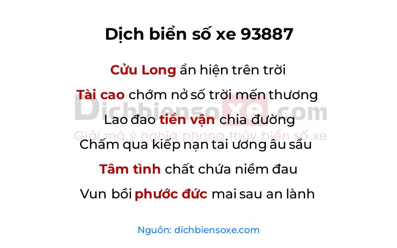 Dịch thơ biển số 93887