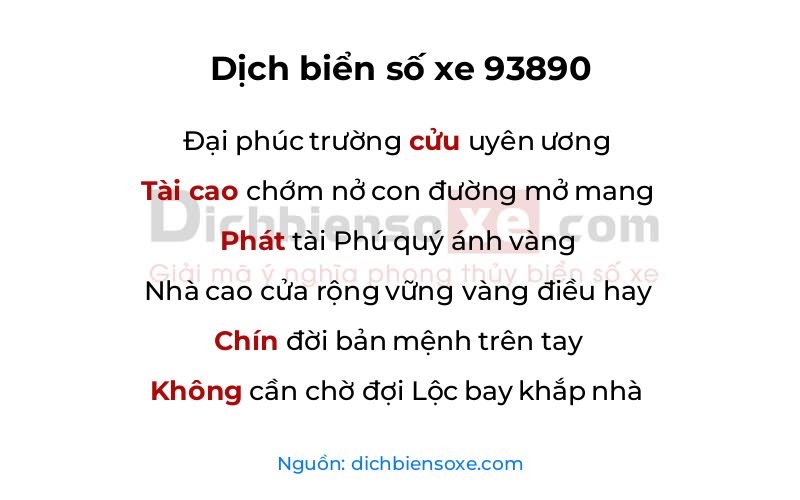Dịch thơ biển số 93890