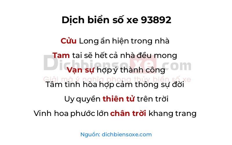 Dịch thơ biển số 93892