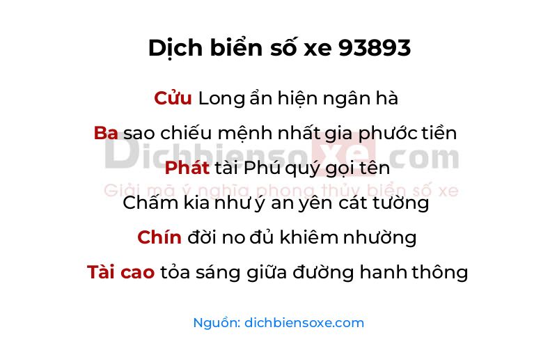 Dịch thơ biển số 93893