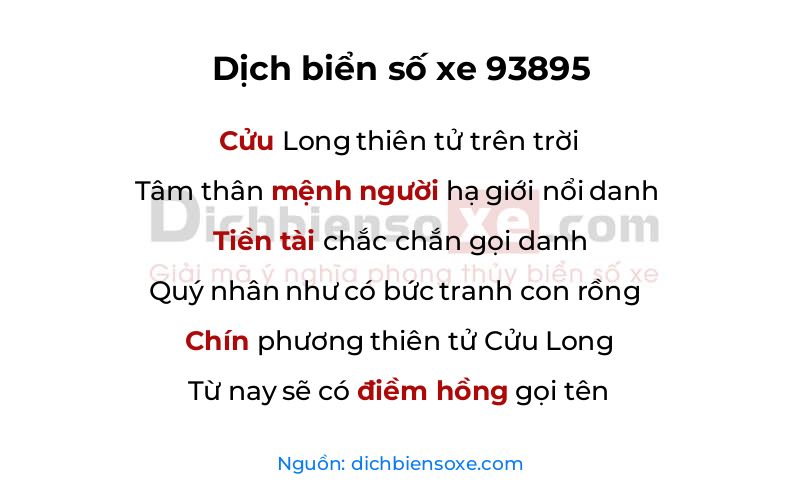 Dịch thơ biển số 93895