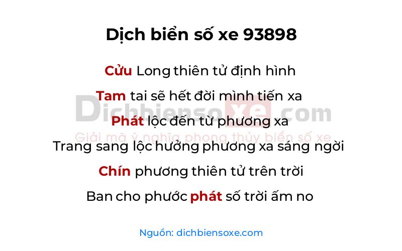 Dịch thơ biển số 93898
