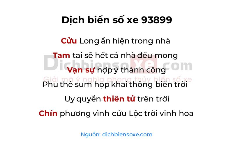 Dịch thơ biển số 93899