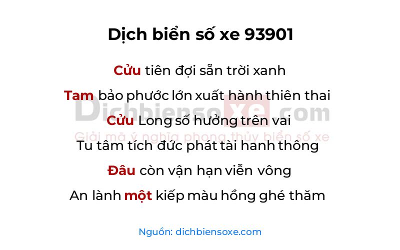 Dịch thơ biển số 93901