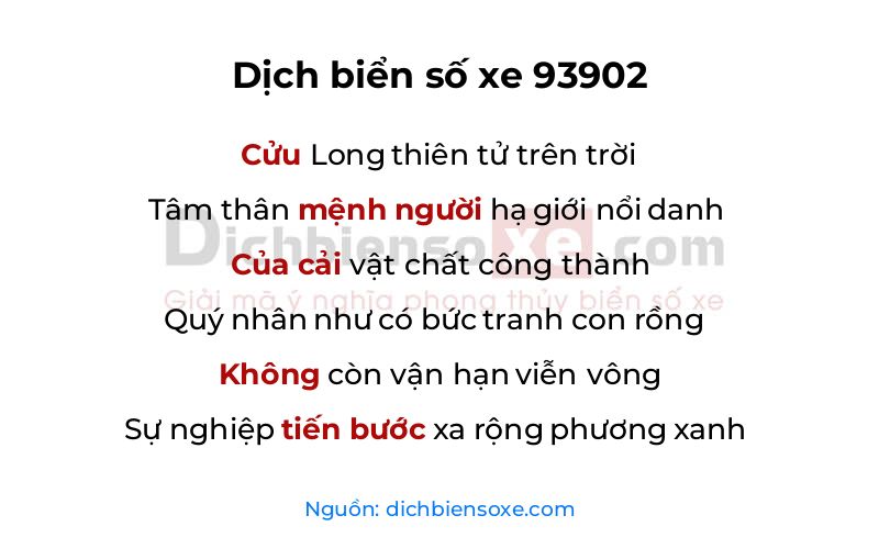 Dịch thơ biển số 93902