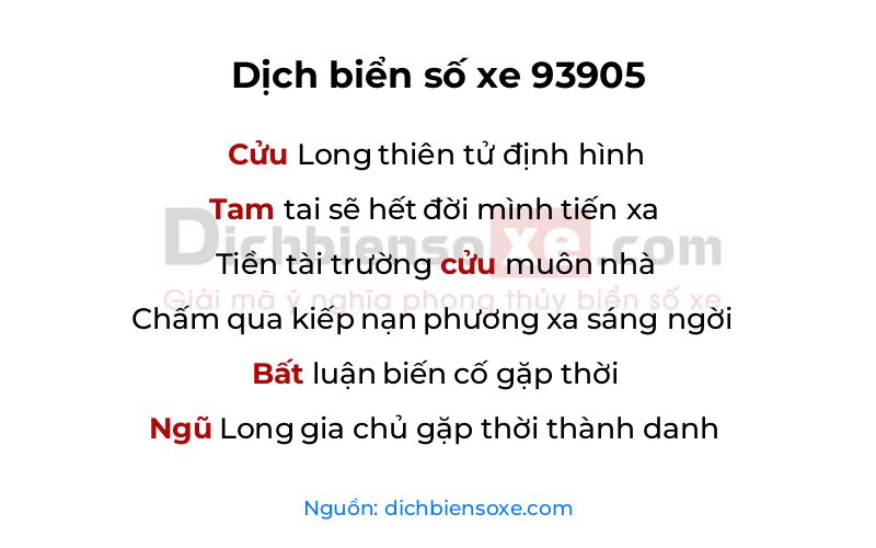 Dịch thơ biển số 93905