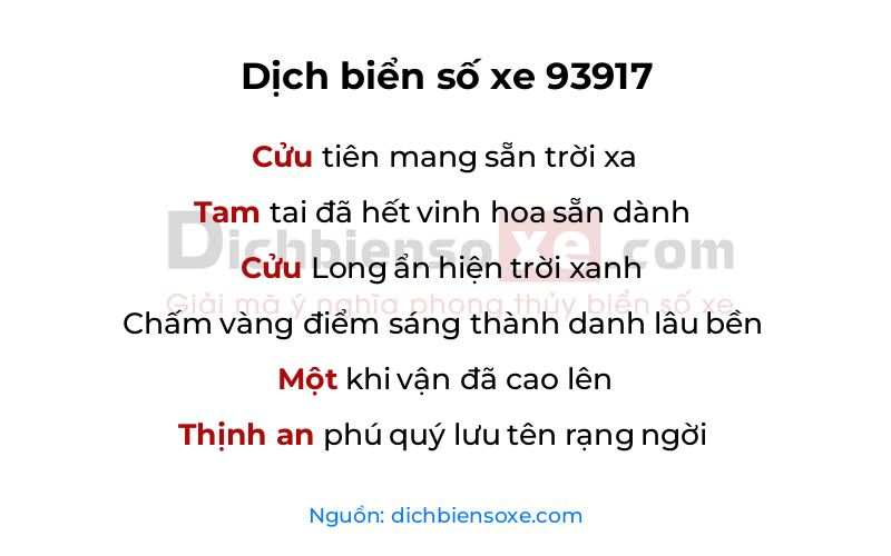 Dịch thơ biển số 93917