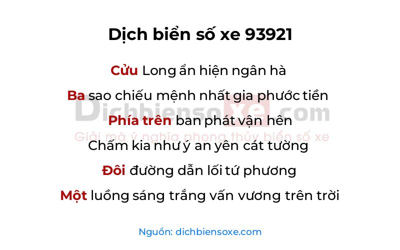 Dịch thơ biển số 93921