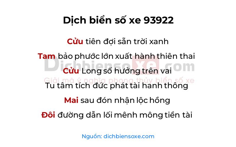 Dịch thơ biển số 93922