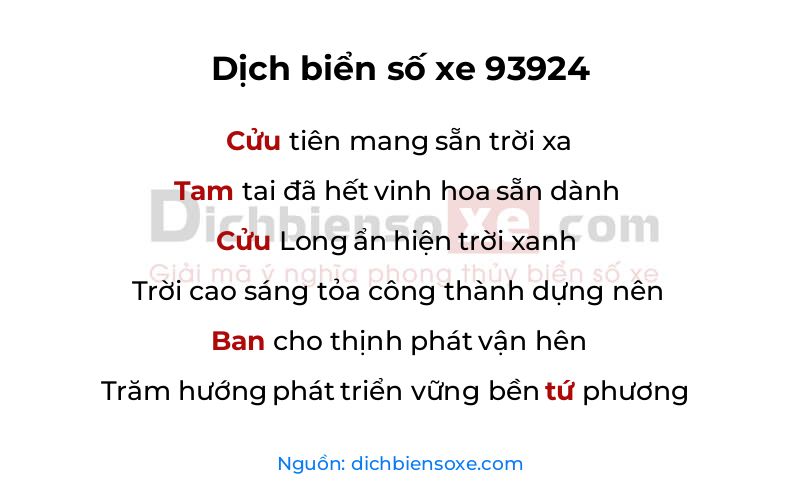 Dịch thơ biển số 93924