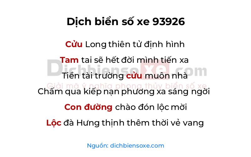 Dịch thơ biển số 93926