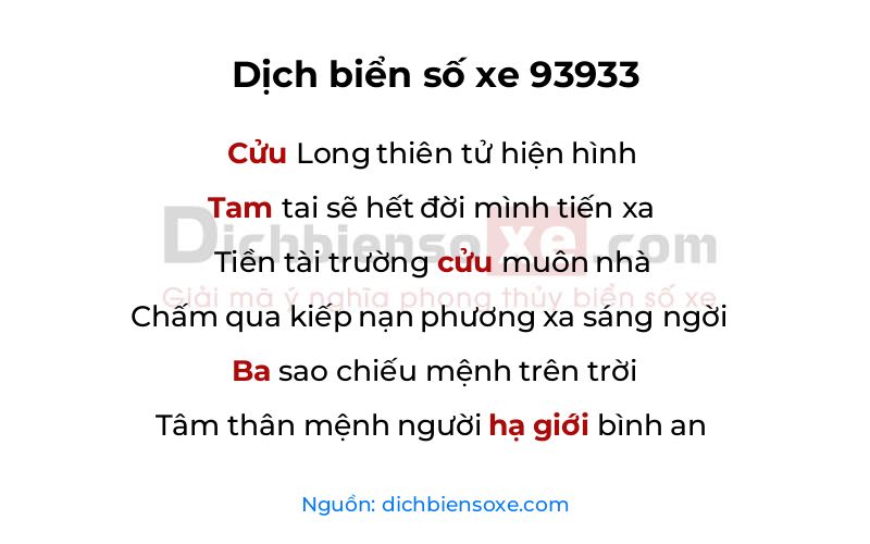 Dịch thơ biển số 93933