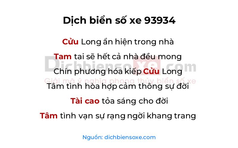 Dịch thơ biển số 93934