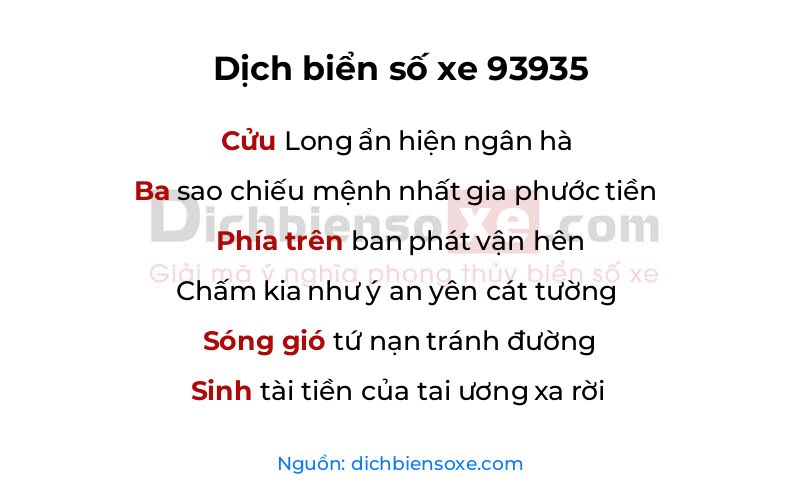 Dịch thơ biển số 93935