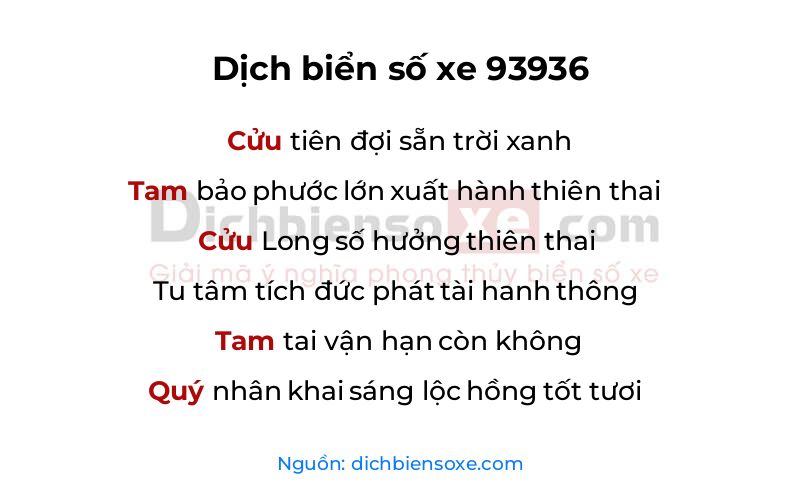 Dịch thơ biển số 93936