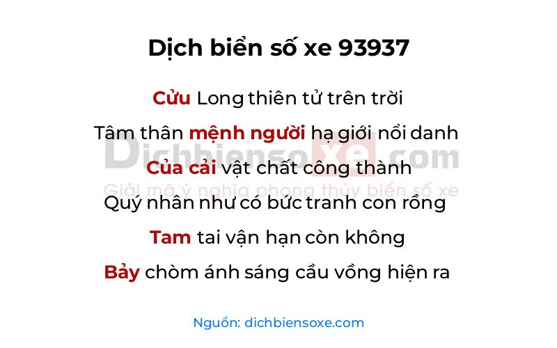 Dịch thơ biển số 93937