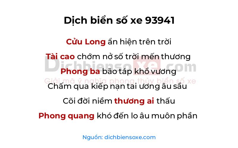 Dịch thơ biển số 93941