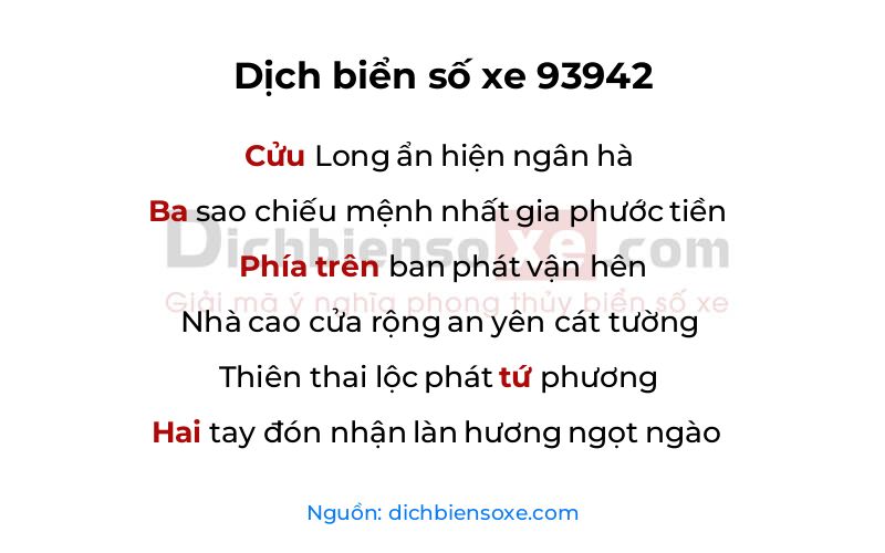 Dịch thơ biển số 93942
