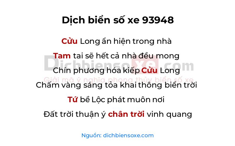 Dịch thơ biển số 93948