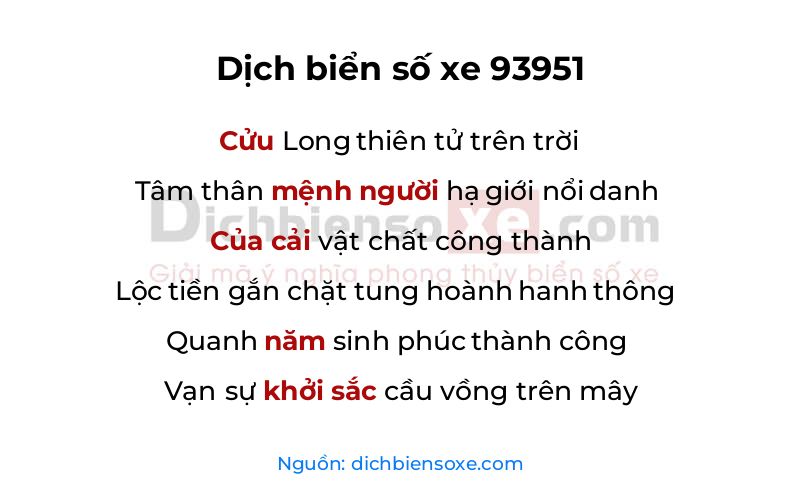 Dịch thơ biển số 93951