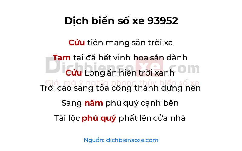 Dịch thơ biển số 93952