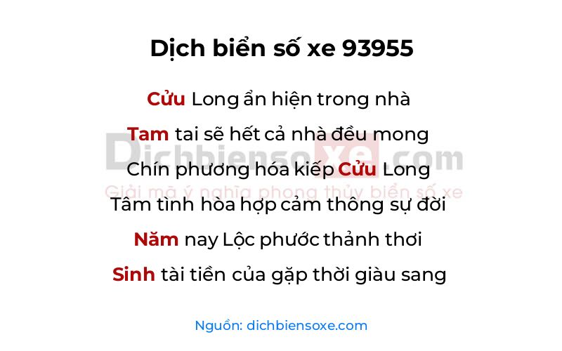 Dịch thơ biển số 93955
